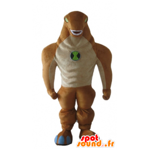 Mascot fremmed, monster, oransje og beige dinosaur - MASFR23258 - Dinosaur Mascot