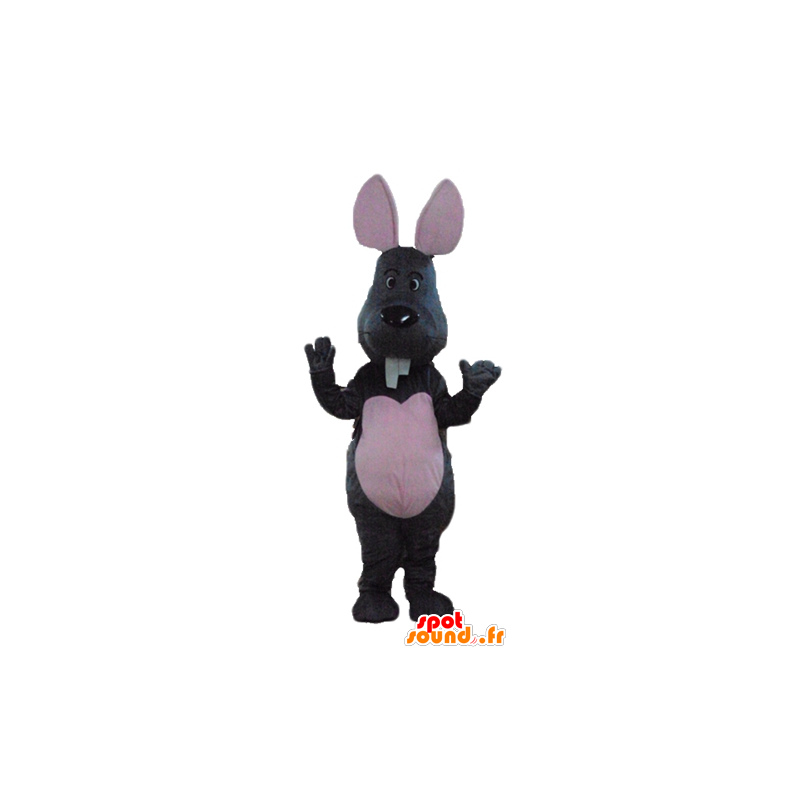 Grijs en roze muis mascotte met grote tanden - MASFR23287 - Mouse Mascot