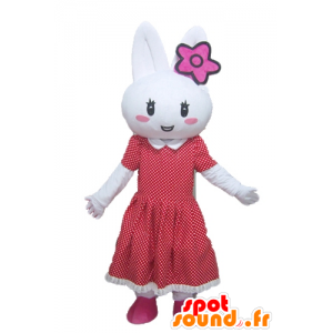 マスコットのウサギ の 水玉模様の赤いドレスと白ウサギのマスコット 色変更 変化なし 切る L 180 190センチ 撮影に最適 番号 服とは 写真にある場合 番号 付属品 番号