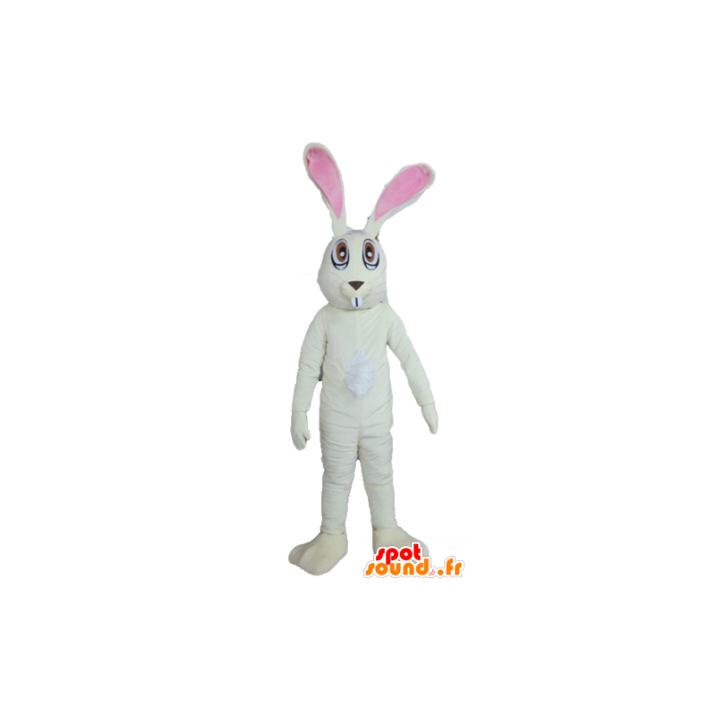 Mascotte large rabbit white and pink, very fun - MASFR23309 - Rabbit mascot