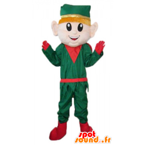 Mascot elf, vermelho de Natal do duende e equipamento verde - MASFR23365 - Mascotes Natal