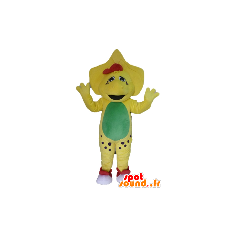 Dinozaur maskotka żółty, zielony i czerwony - MASFR23473 - dinozaur Mascot