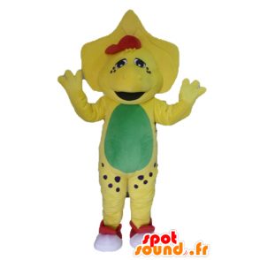 Dinozaur maskotka żółty, zielony i czerwony - MASFR23473 - dinozaur Mascot