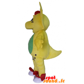 Dinozaur maskotka żółty, zielony i czerwony - MASFR23473 - dinozaur Mascot