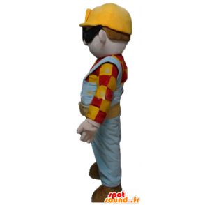 Trabalhador Mascot, carpinteiro no equipamento colorido - MASFR23563 - Mascotes humanos