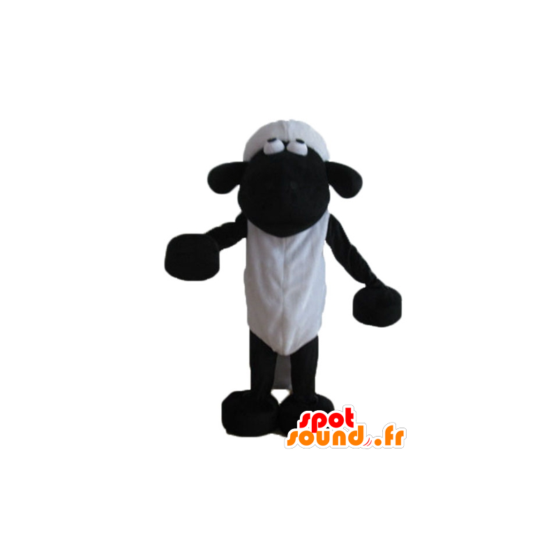 Mascot Shaun kuuluisa musta ja valkoinen lammas sarjakuva - MASFR23614 - julkkikset Maskotteja