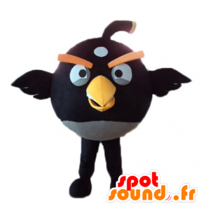 Mascot van zwarte en gele vogel, het beroemde spel Angry Birds - MASFR23623 - Celebrities Mascottes