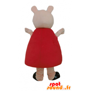 Mascotte de cochon rose avec une robe rouge - MASFR23669 - Mascottes Cochon