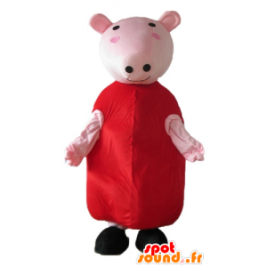 Mascota del cerdo rosado con un vestido rojo - MASFR23671 - Las mascotas del cerdo