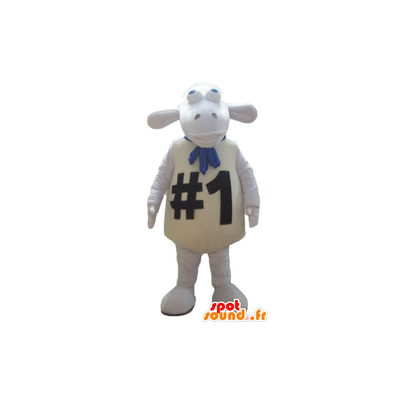 Big white sheep mascot, very funny and original - MASFR23693 - Mascots famous characters