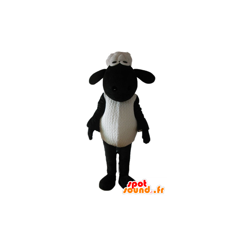 Mascot Shaun famoso desenho animado ovelhas preto e branco - MASFR23725 - Celebridades Mascotes