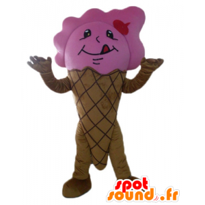 Reuzeroomijskegel mascotte, bruin en roze - MASFR23817 - Fast Food Mascottes