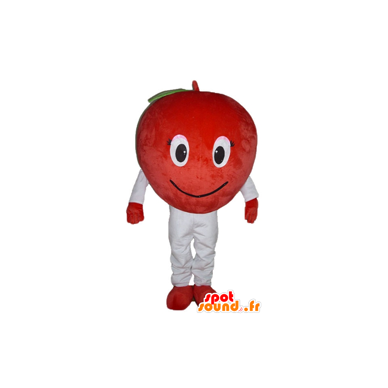 Manzana mascota gigante roja y sonriente - MASFR23861 - Mascota de la fruta