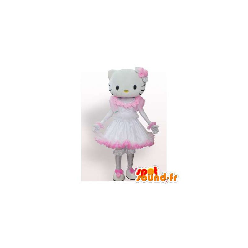 Mascotte de nounours rose et blanc, costume Taille L (175-180 CM)