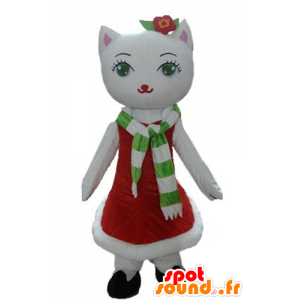 クリスマスマスコット の クリスマスのドレスと白猫のマスコット 色変更 変化なし 切る L 180 190センチ 撮影に最適 番号 服とは 写真にある場合 番号 付属品 番号