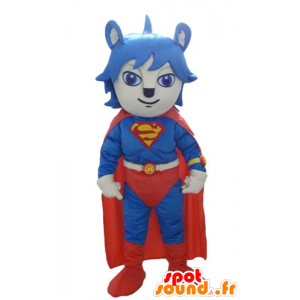 Theoretisch biologie begin Koop Cat mascotte gekleed in rood en blauw Superman kostuum in Cat  Mascottes Kleur verandering Geen verandering Besnoeiing L (180-190 cm)  Schets voor productie (2D) Neen Met de kleren? (indien aanwezig op