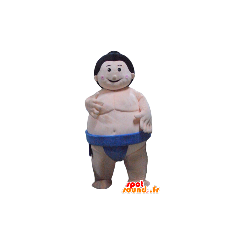 Sumo Mascotte, grande lottatore giapponese, con una scivolata blu - MASFR24093 - Umani mascotte