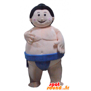 Sumo Mascotte, grande lottatore giapponese, con una scivolata blu - MASFR24093 - Umani mascotte