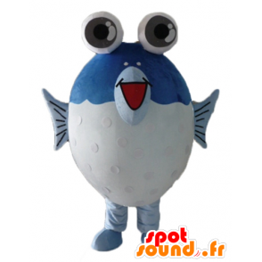 Atacado azul mascote e peixe branco com grandes olhos - MASFR24109 - mascotes peixe