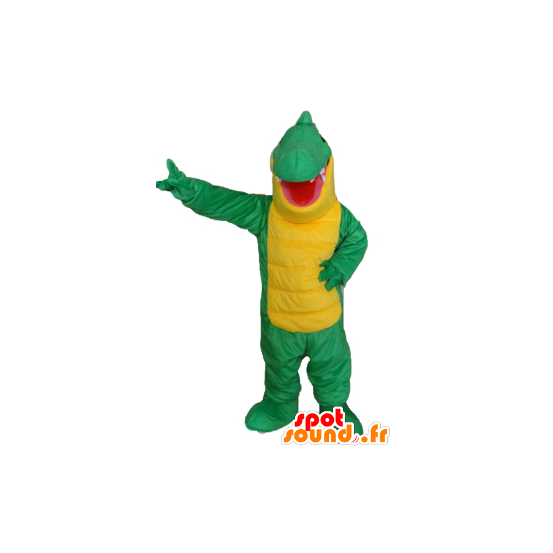 Verde e amarelo crocodilo mascote, gigante - MASFR24138 - crocodilos mascote