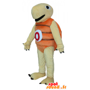 Beige turtle mascot and orange, very jovial and smiling - MASFR24150 - Mascots turtle