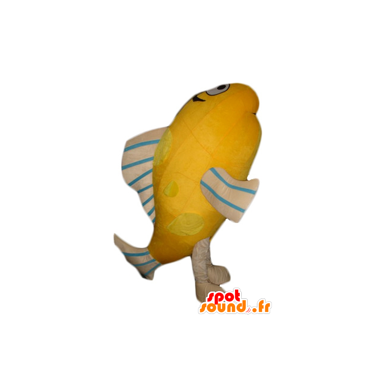 Mascotte de poisson géant, orange, beige et bleu - MASFR24179 - Mascottes Poisson