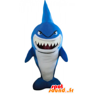 Mascot blue and white shark, very funny, fierce-looking - MASFR24186 - Mascots shark