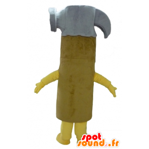 Yellow hammer Maskottchen, grau und braun, Riesen- - MASFR24290 - Maskottchen von Objekten