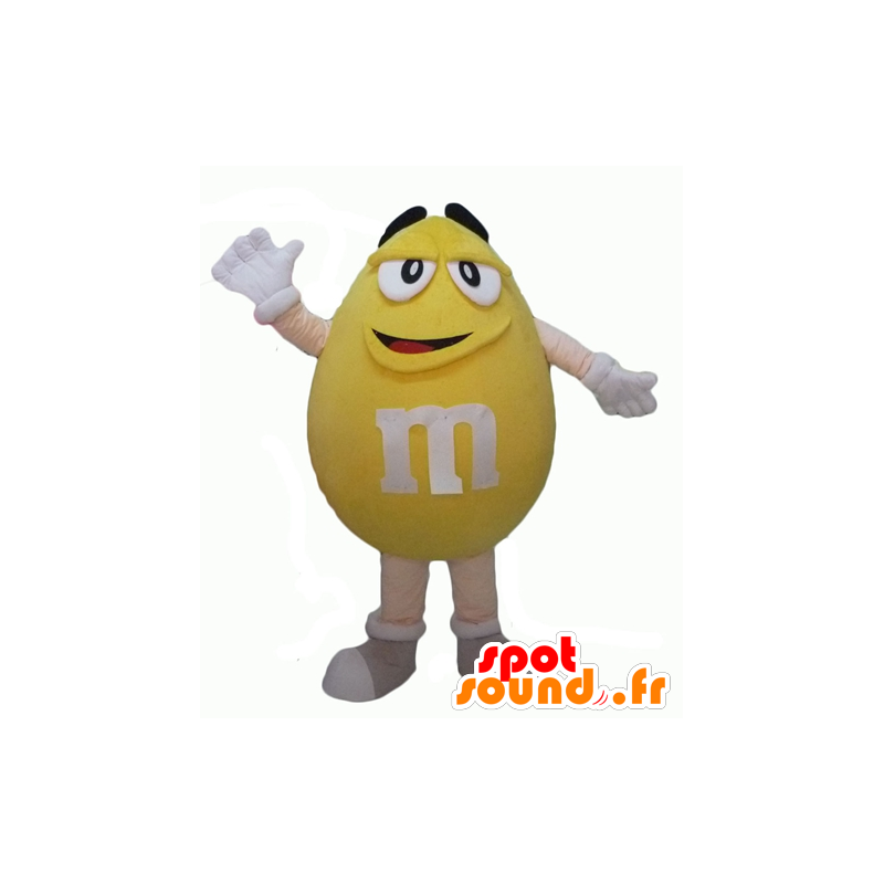 Mascot Yellow M & M's, reus, mollig en grappige - MASFR24318 - Celebrities Mascottes