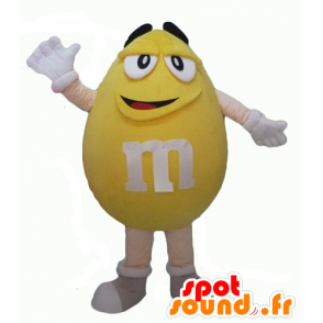 Mascot Yellow M & M's, reus, mollig en grappige - MASFR24318 - Celebrities Mascottes