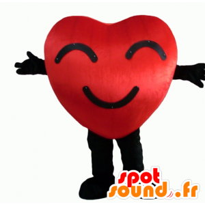 Mascot rood en zwart hart, reus en glimlachen - MASFR24344 - Valentine Mascot