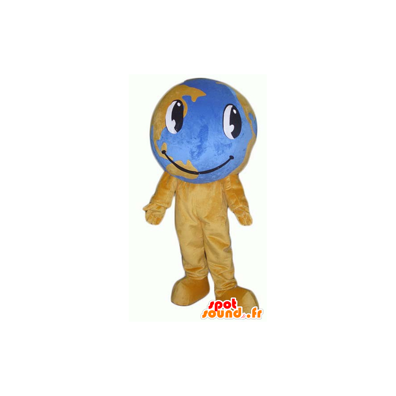 Mascot bruine en blauwe wereldbol, reuze - MASFR24372 - mascottes objecten