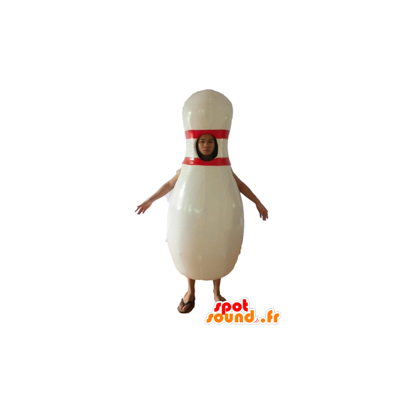 Bianco e rosso bowling mascotte, gigante - MASFR24455 - Mascotte di oggetti