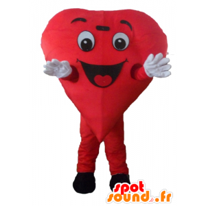 Mascot red heart, giant and smiling - MASFR24466 - Valentine mascot