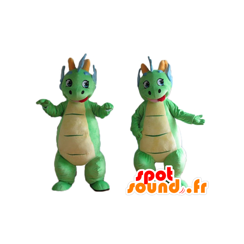 2 mascotte dinosauri verde e blu colorata e carina - MASFR24471 - Dinosauro mascotte