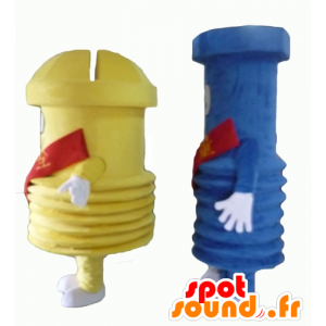 2 mascotas tornillo gigante, uno azul y uno amarillo - MASFR24502 - Mascotas de objetos