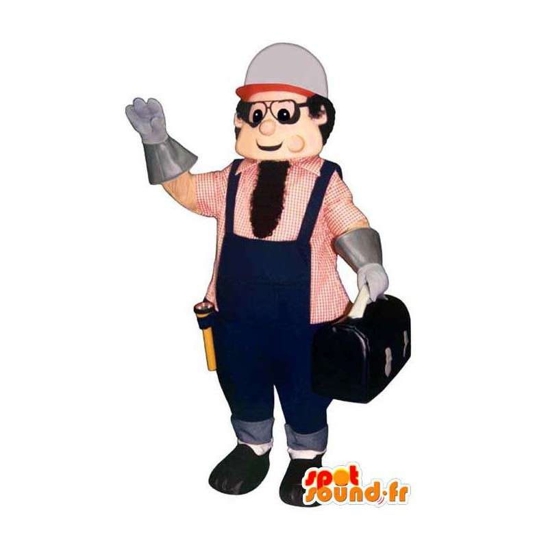 Mascot Handyman in blue overalls - MASFR006704 - Human mascots