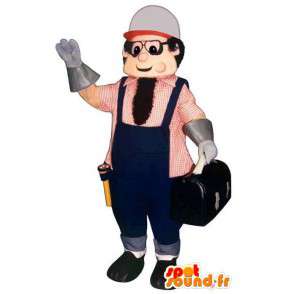 Mascot Handyman in blue overalls - MASFR006704 - Human mascots