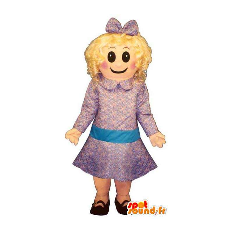 Menina loira Mascot no vestido roxo - MASFR006708 - Mascotes Boys and Girls