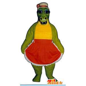 Mascotte verde coccodrillo in abito rosso - MASFR006714 - Mascotte di coccodrilli