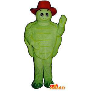 Grüne Schildkröte Maskottchen mit einem roten Hut - MASFR006720 - Maskottchen-Schildkröte