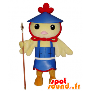 Mascot żółty ptak, piskląt, kanarek niebieski strój - MASFR25110 - Yuru-Chara japońskie Maskotki