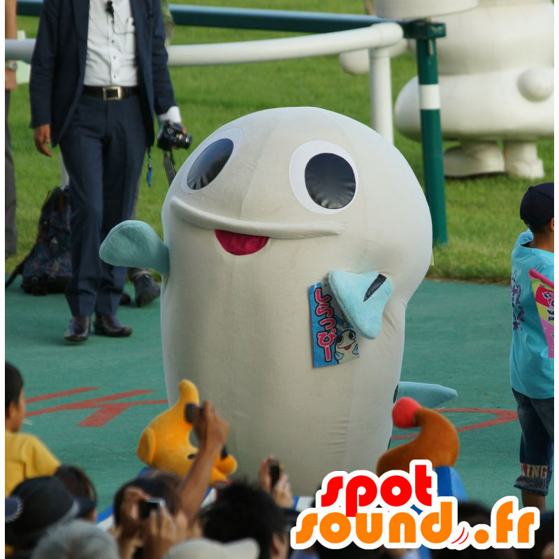 Mascot peixe branco e azul, gigante e divertido - MASFR25129 - Yuru-Chara Mascotes japoneses