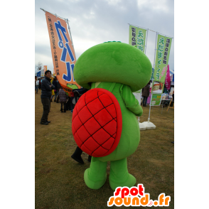 Kaparu mascot, green turtle, yellow and red - MASFR25214 - Yuru-Chara Japanese mascots