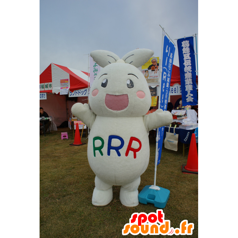 White Rabbit maskot plysj gigantiske og smilende - MASFR25251 - Yuru-Chara japanske Mascots