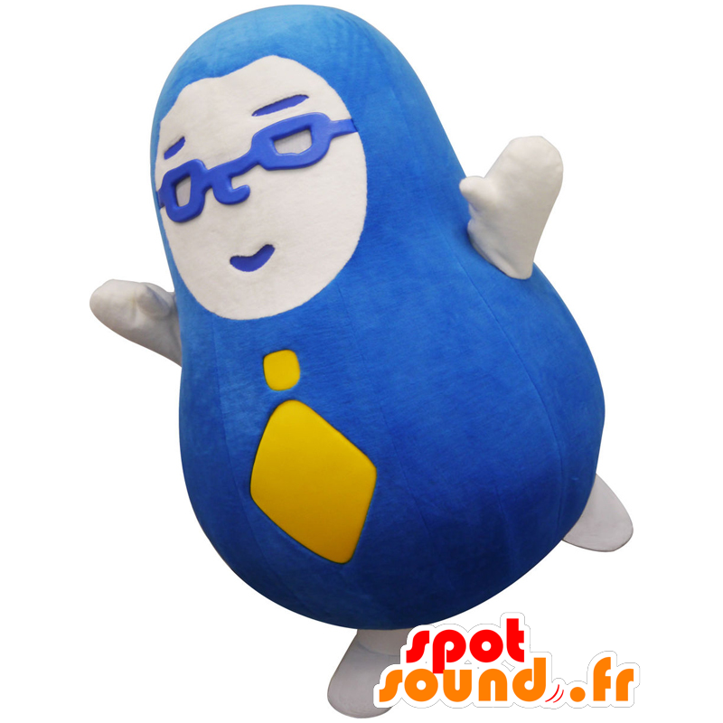 Mascota de Daruma-Hakase, chico azul grande con gafas - MASFR25269 - Yuru-Chara mascotas japonesas