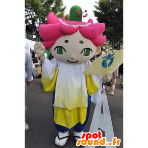 Mascote japonês, um homem com cabelo rosa com olhos verdes - MASFR25283 - Yuru-Chara Mascotes japoneses