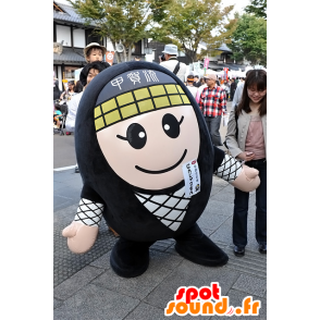 Mascot Ninjaemon, negro e branco, redondo e sorrindo - MASFR25285 - Yuru-Chara Mascotes japoneses