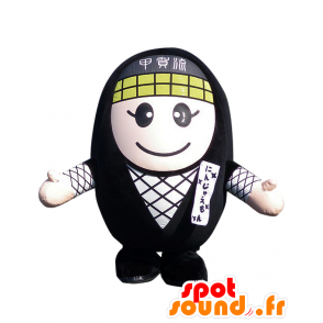 Ninjaemon Maskottchen, schwarze und weiße Menschen, rund und lächelnd - MASFR25285 - Yuru-Chara japanischen Maskottchen