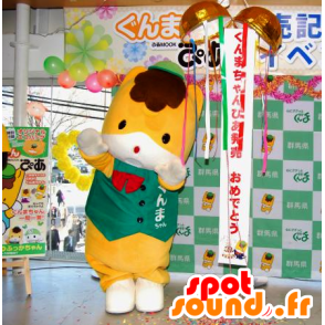 Maskot Gunma-Chan, oranžová a bílá liška, s uzávěrem - MASFR25299 - Yuru-Chara japonské Maskoti